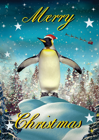 Penguin Christmas Greeting Card by Max Hernn - Click Image to Close